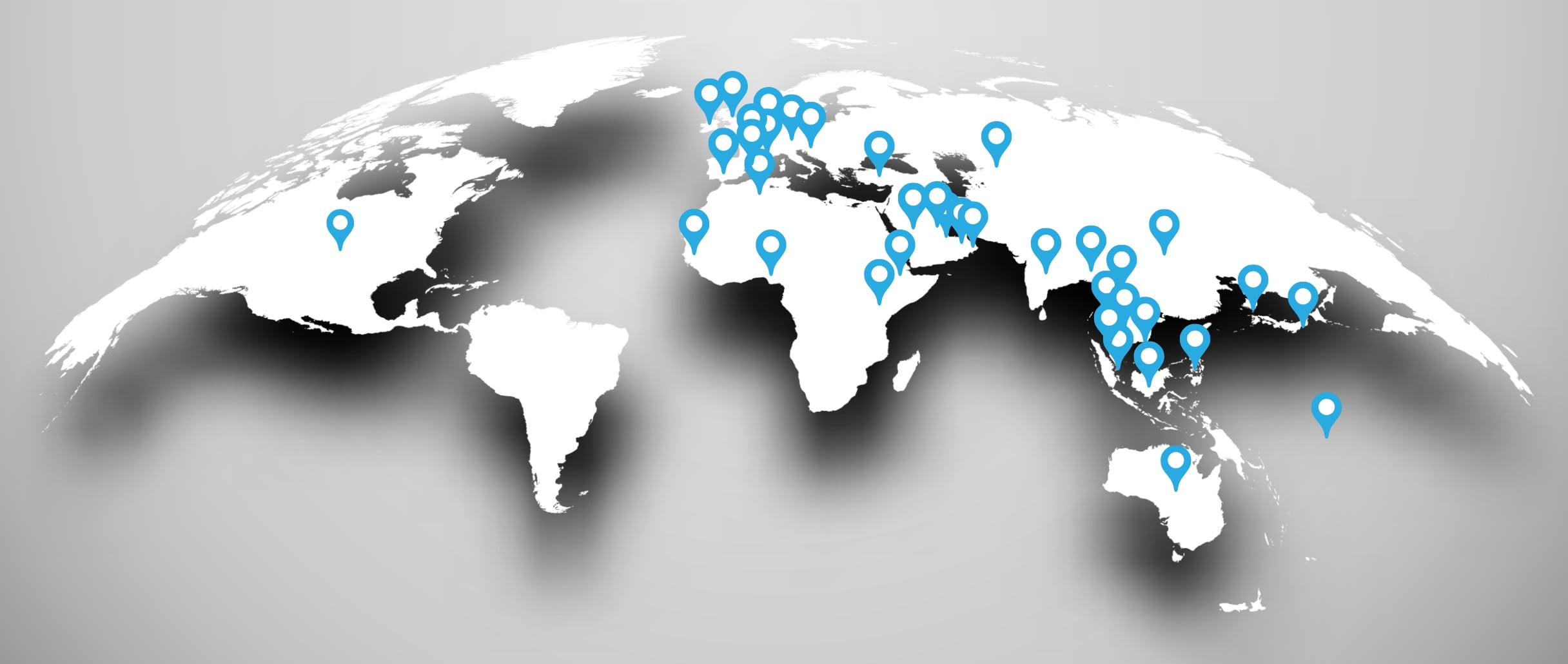 Globe map marked with CL's operation locations 